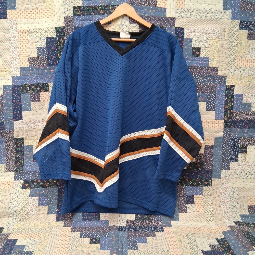 Vintage Blank Washington Capitals Reach Sports Hockey Jersey Blue Size Large